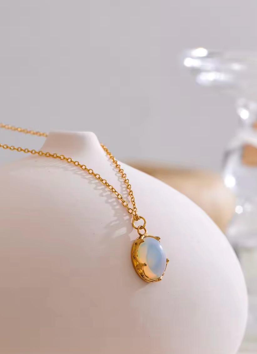 Opal Stone Clear Necklace